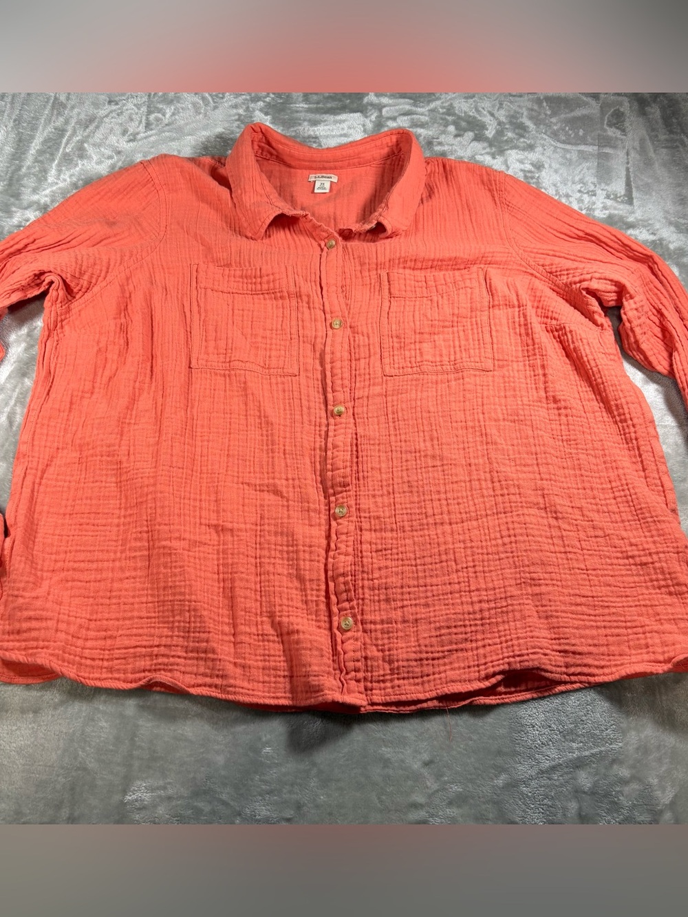 LL Bean 100% Cotton Gauze Button Down 3X